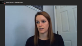 Alison Reeves, a Spanish teacher in Fairfax, Virginia, has been teaching from home during the 2020-2021 school year. (Screenshot courtesy Alison Reeves)