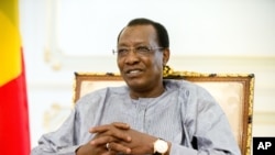 FILE - President Idriss Deby Itno at the presidential palace in N’Djamena, Chad on April 20, 2016. 