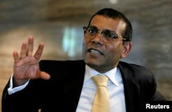 FILE - Maldives former president Mohamed Nasheed speaks during an interview with Reuters in Colombo, Sri Lanka March 29, 2017.