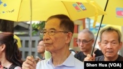 资料照片：民主党创党主席李柱铭出现在游行队伍中。(2019年5月26日)