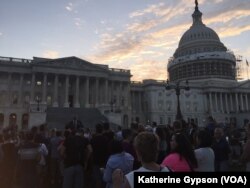 FILE - About 150-200 people gathered outside the Capitol in support of House Democrats who were holding a sit-in to force action on gun control legislation, June 22, 2016.