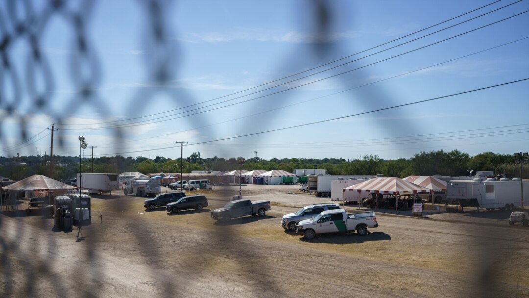 United States Border Patrol vehicles and temporary structures are pictured under the Del Rio Port of Entry during its reopening after being closed for over a week due to an influx of migrants, Sept. 25, 2021.