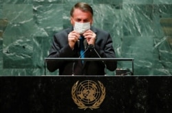 El presidente de Brasil, Jair Bolsonaro, se dirige a líderes del mundo la 76 Asamblea General de la ONU este 21 de septiembre de 2021.