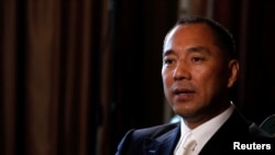 Billionaire businessman Guo Wengui speaks during an interview in New York City, April 30, 2017.