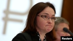 FILE - Russia's Central Bank Governor Elvira Nabiullina.