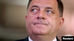 FILE - Milorad Dodik, leader of Alliance of Independent Social Democrats party (SNSD), waits for the congress of his party in East Sarajevo, April 25, 2015.