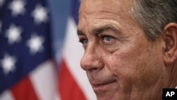 FILE - U.S. House Speaker John Boehner talks to reporters on Capitol Hill, Jan. 13, 2015.