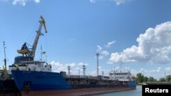 A photo shows the Russian tanker Nika Spirit, formerly named Neyma, which was detained by Ukrainian security services, in the port of Izmail, Ukraine, in this handout picture obtained by Reuters July 25, 2019.