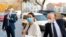 Belarus opposition leader Svetlana Tikhanovskaya arrives at the Grand Hotel Kempinski to meet with the French President in Vilnius, Lithuania, on Sept. 29, 2020.