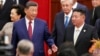 资料照片：中国国家主席习近平与朝鲜领导人金正恩抵达北京人民大会堂，出席纪念第二次世界大战结束80周年的招待会。(2025年9月3日)