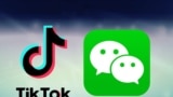 TikTok and WeChat logos, on texture, partial graphic 