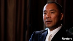 FILE - Billionaire businessman Guo Wengui speaks during an interview in New York City, April 30, 2017.