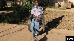 Tinashe Mageza on his wheel chair.