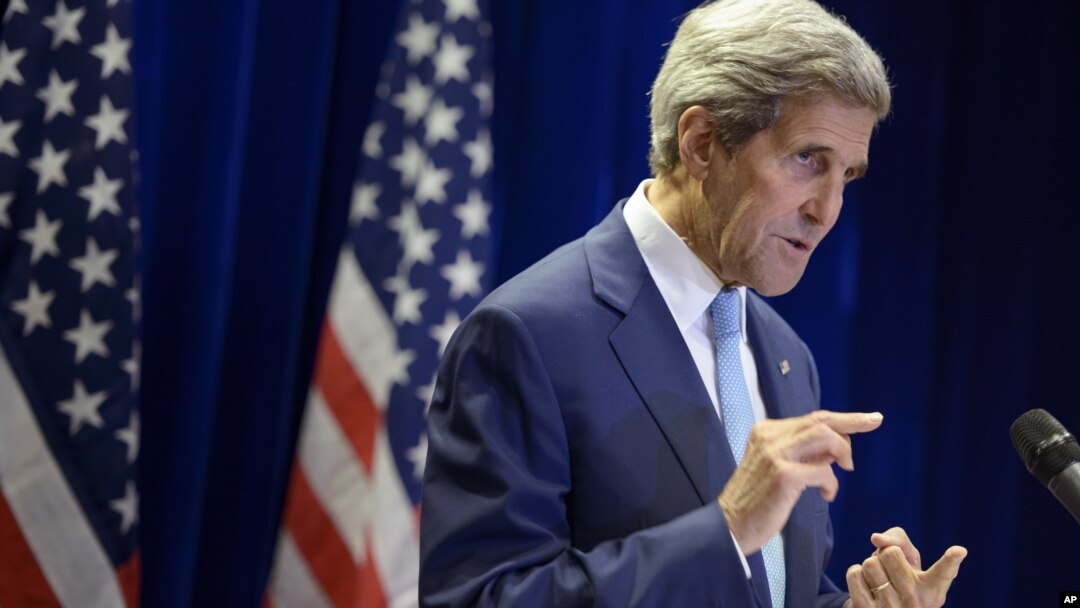 Ngoại trưởng Mỹ John Kerry phát biểu trong một cuộc họp báo ngày 6/8/2015.