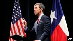 FILE - Democratic U.S. Rep. Beto O'Rourke takes part in a debate in a U.S. Senate race in Texas in Dallas, Sept. 21, 2018. O'Rourke's fundraising total in this election cycle includes a record-setting $38 million in the third quarter of this year.