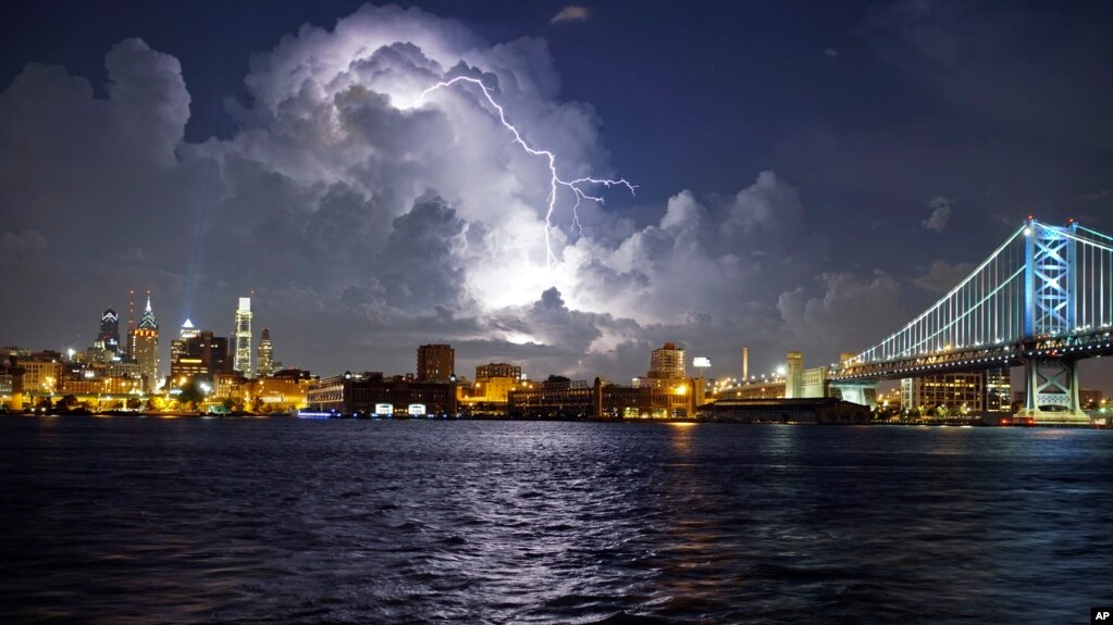 Lightning Illuminates Storm Clouds Over The Philadelphia Skyline Aug 16 Seen From Across Lightning Illuminates Storm Clouds Over The Philadelphia Skyline Aug 16 Seen From Across