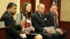 From left to right: Satu Limaye, Director, East-West Center in Washington, Patricia Mahoney, Acting Deputy Assistant Secretary for Southeast Asia, US, Department of State, Lieutenant Gen. Wallace Gregson, Jr. (Ret.), Former Assistant Secretary of Defense for Asian and Pacific Security Affairs, Alex Feldman, President, US-ASEAN Business Council during 40th Anniversary Cebration of the US-ASEAN Partnership at Capitol Visitor Center on Tuesday May 16, 2017. (Seourn Vathana/VOA Khmer) 