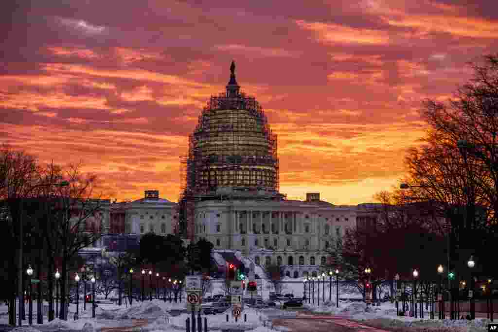 The Capitol in Washington at sunrise