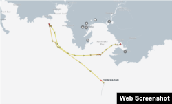 천마산호의 이동 경로. 러시아 해역에 진입한 이후 나홋카만 인근에 머물다 보스토치니항에 입항했다. 자료=MarineTraffic