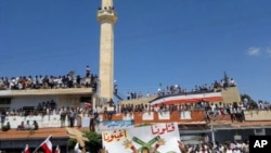 Demonstrators protesting against Syria's President Bashar al-Assad gather in Deraa, in this undated handout released November 11, 2011.