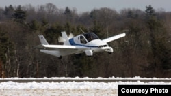 Terrafugia's Transition "roadable aircraft" is seen in flying mode. (Terrafugia)