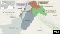 Pakistan map with line of control Indonesian copy