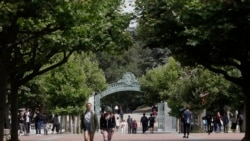 People walk on the University of California - Berkeley, campus.