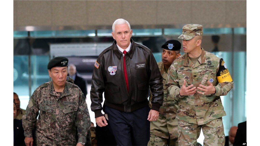 U.S. Vice President Mike Pence arrives at the border village of Panmunjom in the Demilitarized Zone which has separated the two Koreas since the Korean War, South Korea, April 17, 2017.