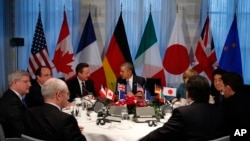 Predsednik Barak Obama na sastanku sa liderima Grupe 7 u Hagu, 24. marta 2014.