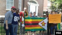Some of the Zimbabweans who staged a protest outside the Zimbabwe Embassy in Washington DC, USA.