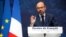 French Prime Minister Edouard Philippe delivers a speech during the presentation of the "Great National Debate" findings, called to quell the anger of French "yellow vests" movement, at the Grand Palais in Paris, France, Apr. 8, 2019. 