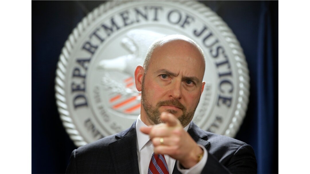 U.S. Attorney for District of Massachusetts Andrew Lelling announces indictments in a sweeping college admissions bribery scandal, during a news conference, March 12, 2019, in Boston.