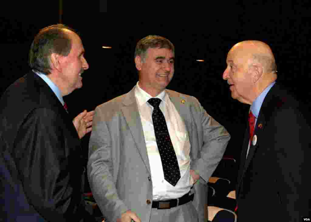 Former U.S. Ambassador in Tirana William Ryerson, Albanian ambassador in the U.S. and Eurasia Division Director Elez Biberaj