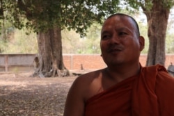 Monk Chief, Vann Chantha, 39, at Kraing Sovann pagoda, in Oudong district, Kampong Speu province, says there is downturn in food supplies from Buddhist followers to his pagoda, due to the outbreak of Covid-19. (Phorn Bopha/VOA)