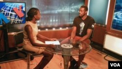 Basketball star Luol Deng during an interview by VOA's South Sudan In Focus reporter Ayen Bior in Washington, D.C., Aug. 27, 2015.