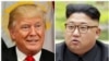 A combination photo shows President Donald Trump in New York, Sept. 21, 2017 and North Korean leader Kim Jong Un in this undated photo released by North Korea's Korean Central News Agency in Pyongyang, Sept. 4, 2017. 