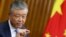 中国驻英国大使刘晓明2019年8月15日在伦敦举行的记者会上讲话。