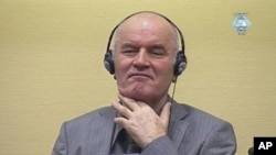 Former Bosnian Serb military commander Ratko Mladic appears in court at the International Criminal Tribunal for the former Yugoslavia (ICTY) in the Hague in this still image taken from video, June 3, 2011
