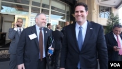 FILE - Israeli Ambassador to the United States Ron Detmer (right)