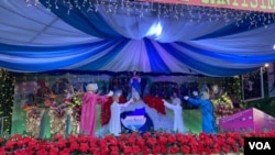 Altar a la virgen María en Managua con motivo de la fiesta católica de La Gritería el 7 de diciembre de 2020. Foto de Daliana Ocaña, VOA.