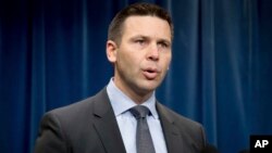 U.S. Customs and Border Protection Acting Commissioner Kevin McAleenan speaks at the U.S. Customs and Border Protection headquarters in Washington, Jan. 31, 2017, to discuss the operational implementation of the president's executive orders.