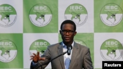 Chief Electoral Officer of Kenya's Independent Electoral and Boundaries Commission Ezra Chiloba speaks during a news conference in Nairobi, Kenya, Aug. 11, 2017.