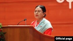 ရခိုင်အမျိုးသားပါတီ ANP ရဲ့ပြောခွင့်ရ ဒေါ်အေးနုစိန်(ဓါတ်ပုံ-MOI)