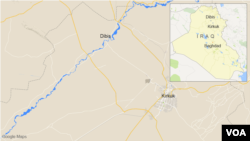 Peta wilayah Kirkuk dan Dibis, Irak.