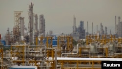 The Phase 4 and Phase 5 oil and gas refineries are seen in Assalouyeh, Iran, January 2011.