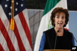 U.S. Ambassador to Mexico Roberta Jacobson speaks during the groundbreaking ceremony for the new U.S. embassy, slated to cost nearly $1 billion, in Mexico City, Feb. 13, 2018.
