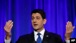 House Speaker Paul Ryan of Wisconsin speaks during a news conference in Janesville, Wis., Nov. 9, 2016.