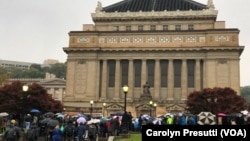 Thousands attended Sunday evening’s interfaith vigil for the shooting victims at the Soldiers and Sailors Memorial near the Tree of Life synagogue, Oct. 28, 2018. 