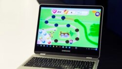 A Google Chromebook displays Candy Crush Saga in New York, Feb. 8, 2017.