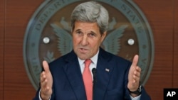 Le secrétaire d'Etat John Kerry parle de la Syrie, frustré des mois de conversations et du peu d'actions, à Washington, 12 juillet 2016.